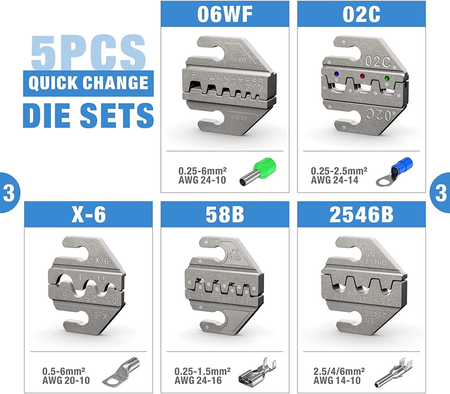 Quick Change Ratcheting Crimper Tool Kit for IWS4 Connector, Insulated & Non-insulated Terminal, Dupont Connector