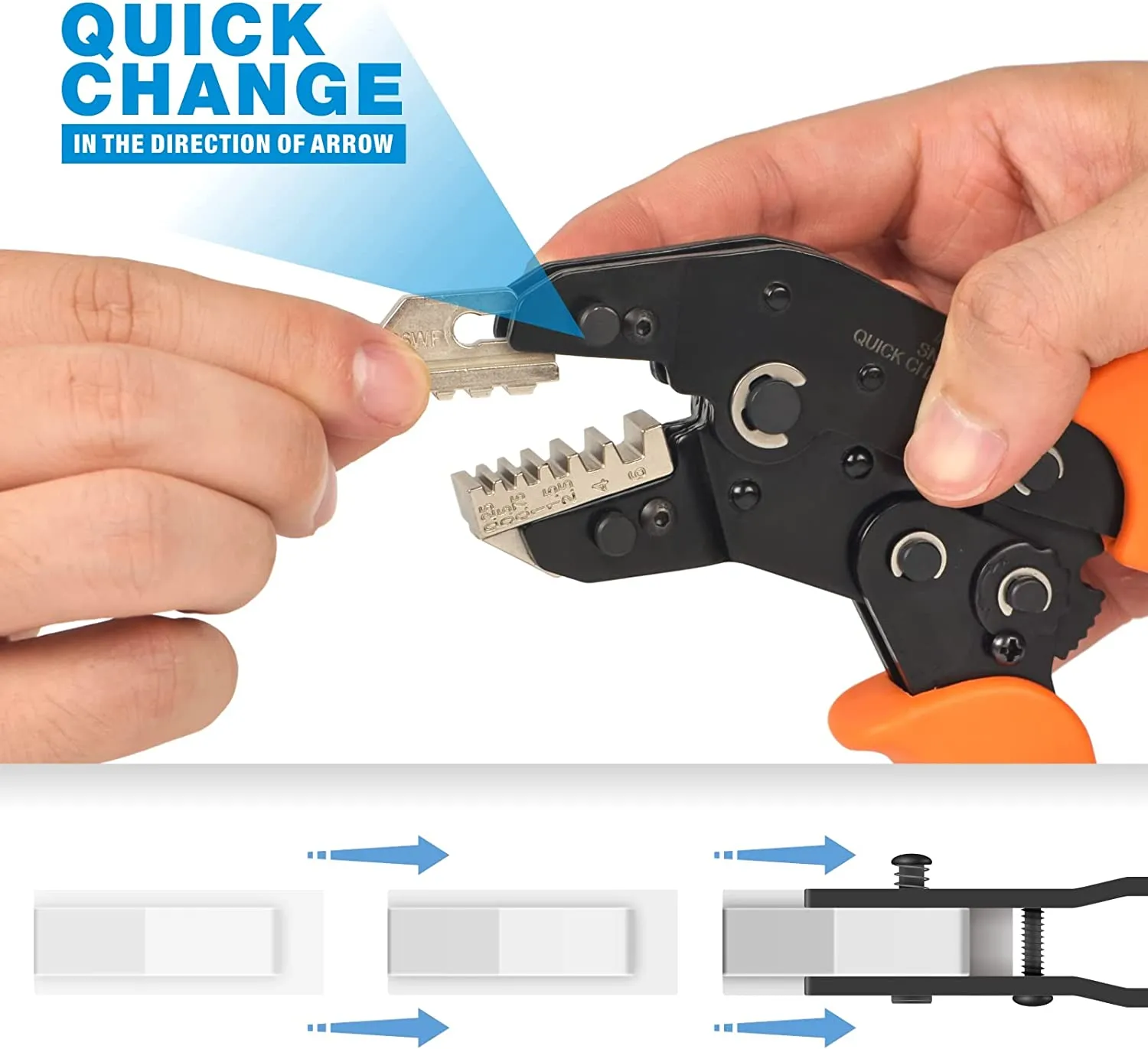 Quick Change Ratcheting Crimper Tool Kit for IWS4 Connector, Insulated & Non-insulated Terminal, Dupont Connector