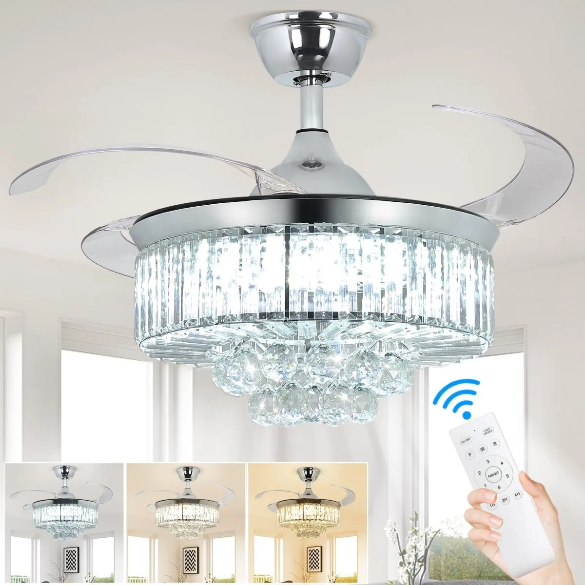 Remote Control for Depuley & DINGLILIGHTING Reversible DC Motor Farmhouse Ceiling Fan and 42 inch Chandelier Fan