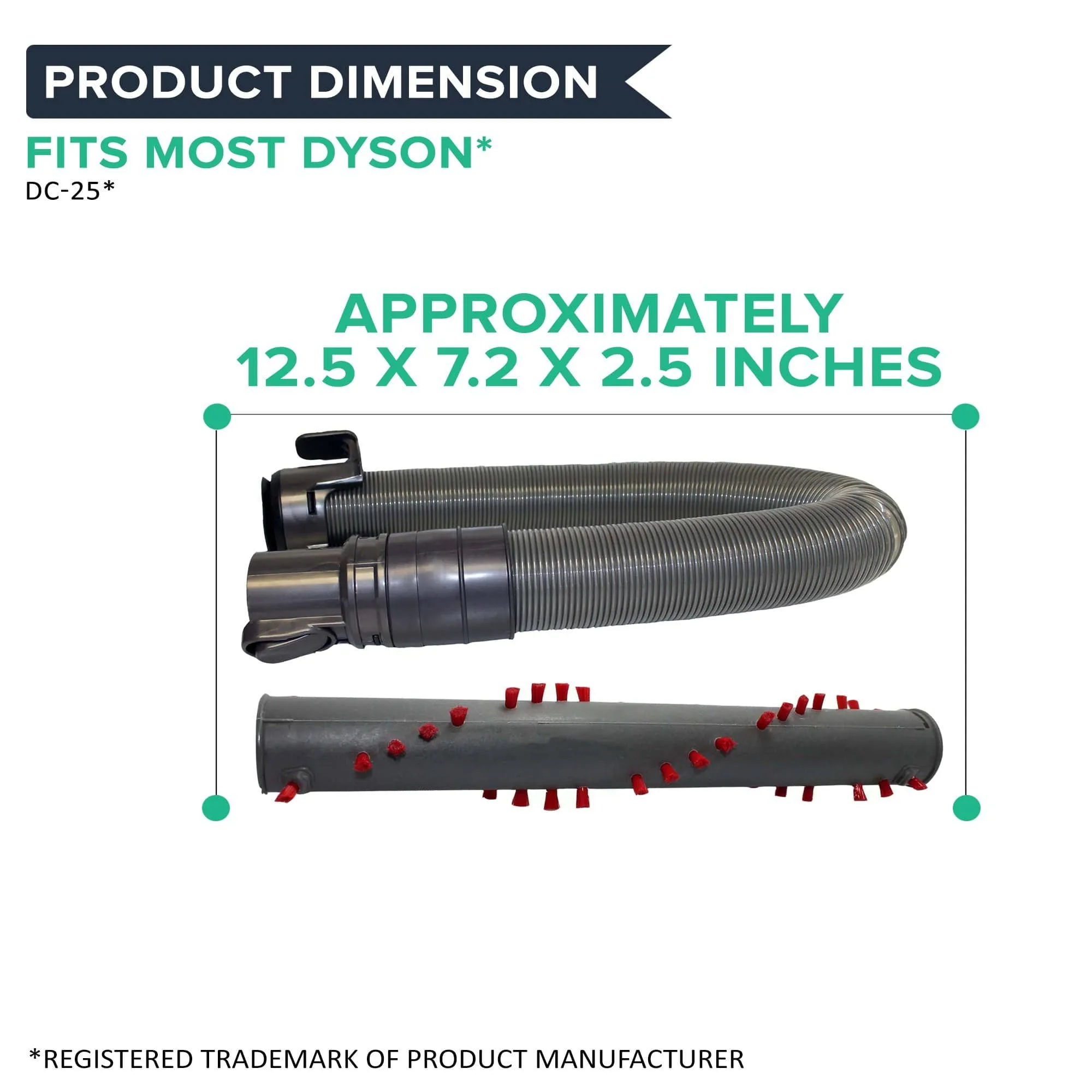 Replacement Hose & Roller, Fits Dyson DC25, Compatible with Part 915677-01, 917391-01 & 914123-01