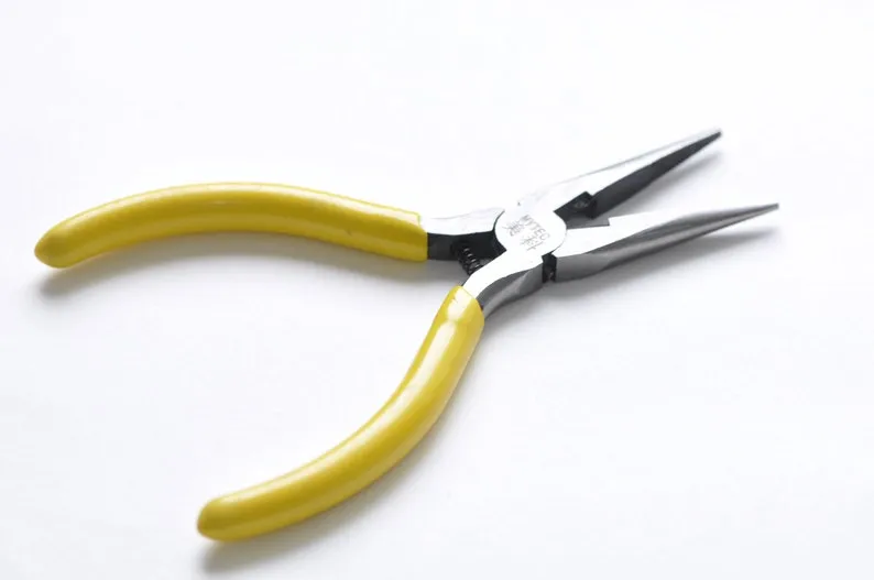 Round Flat Nose Wire-Cutter Jewelry Pliers Yellow Handle Tool for Wire Working