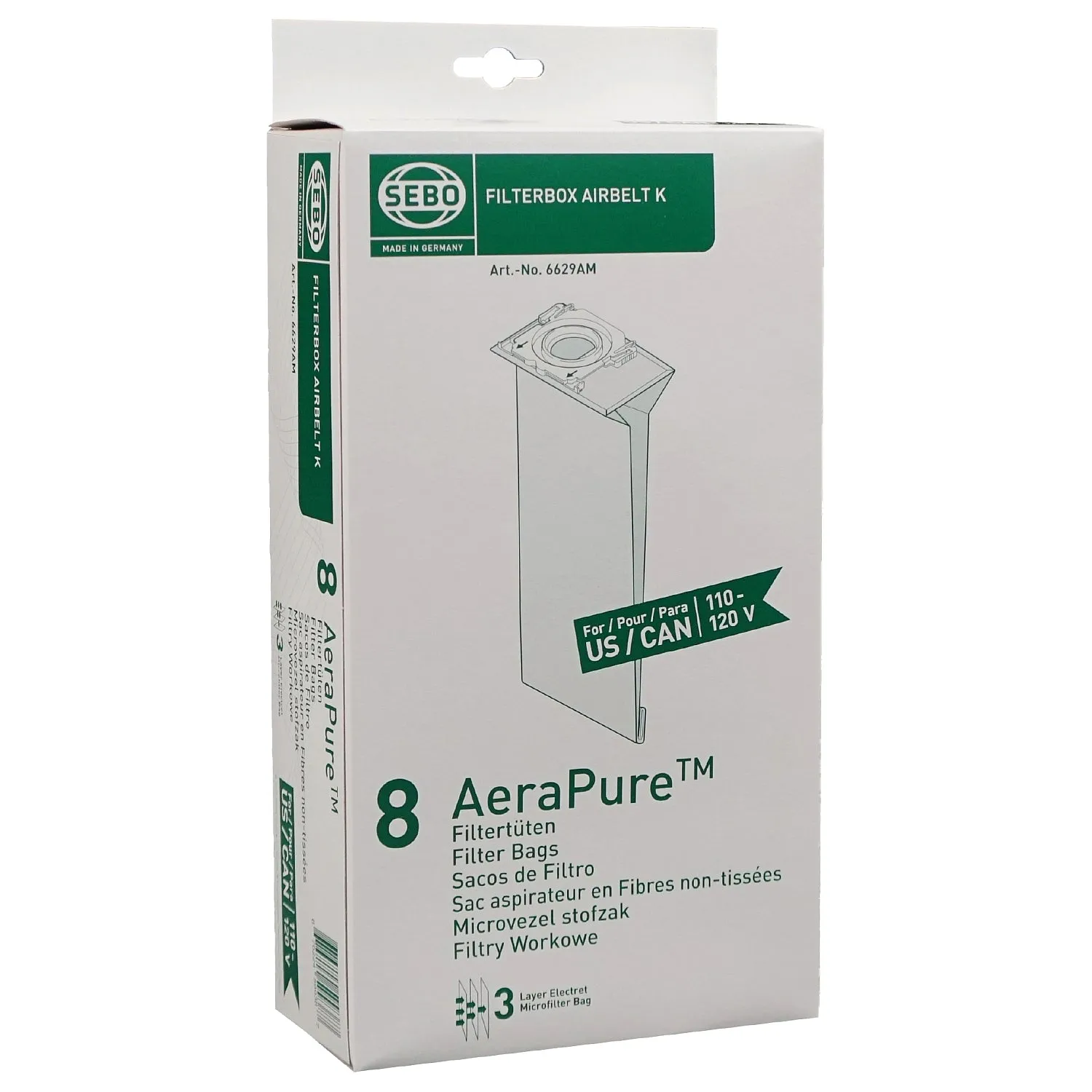 SEBO FILTERBOX Airbelt K AeraPure US/CAN 8 pack