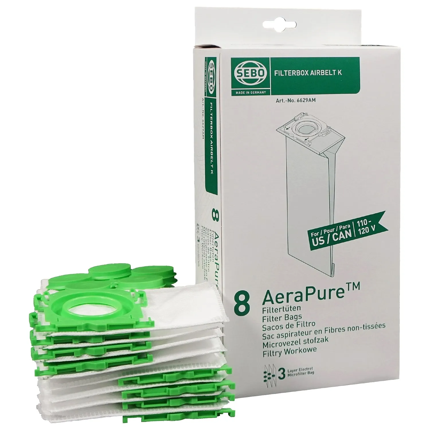 SEBO FILTERBOX Airbelt K AeraPure US/CAN 8 pack