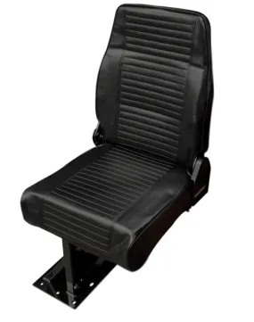 Single Mid Back BV Foldaway Bus Seat in Black Vinyl - Curb Side