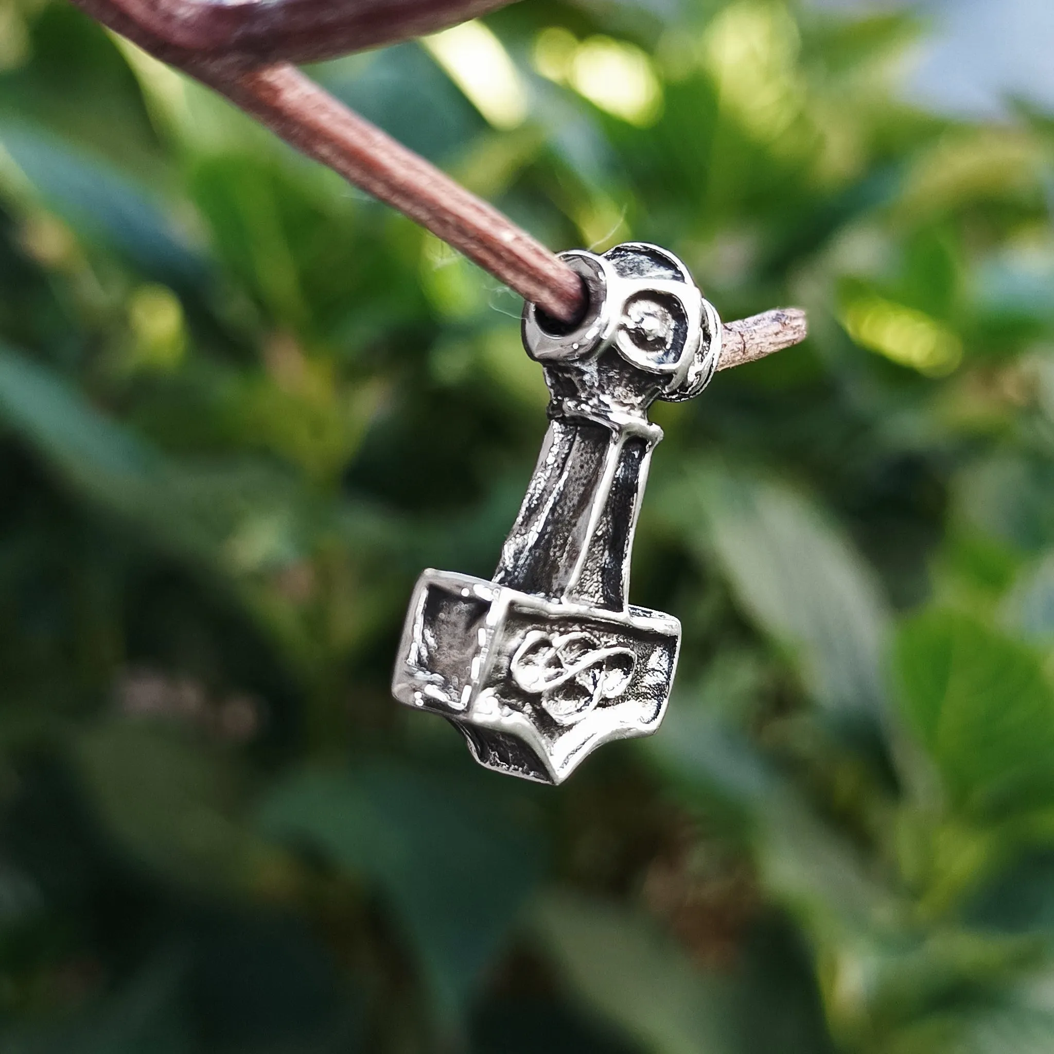 Small Silver Thunder Thors Hammer Pendant