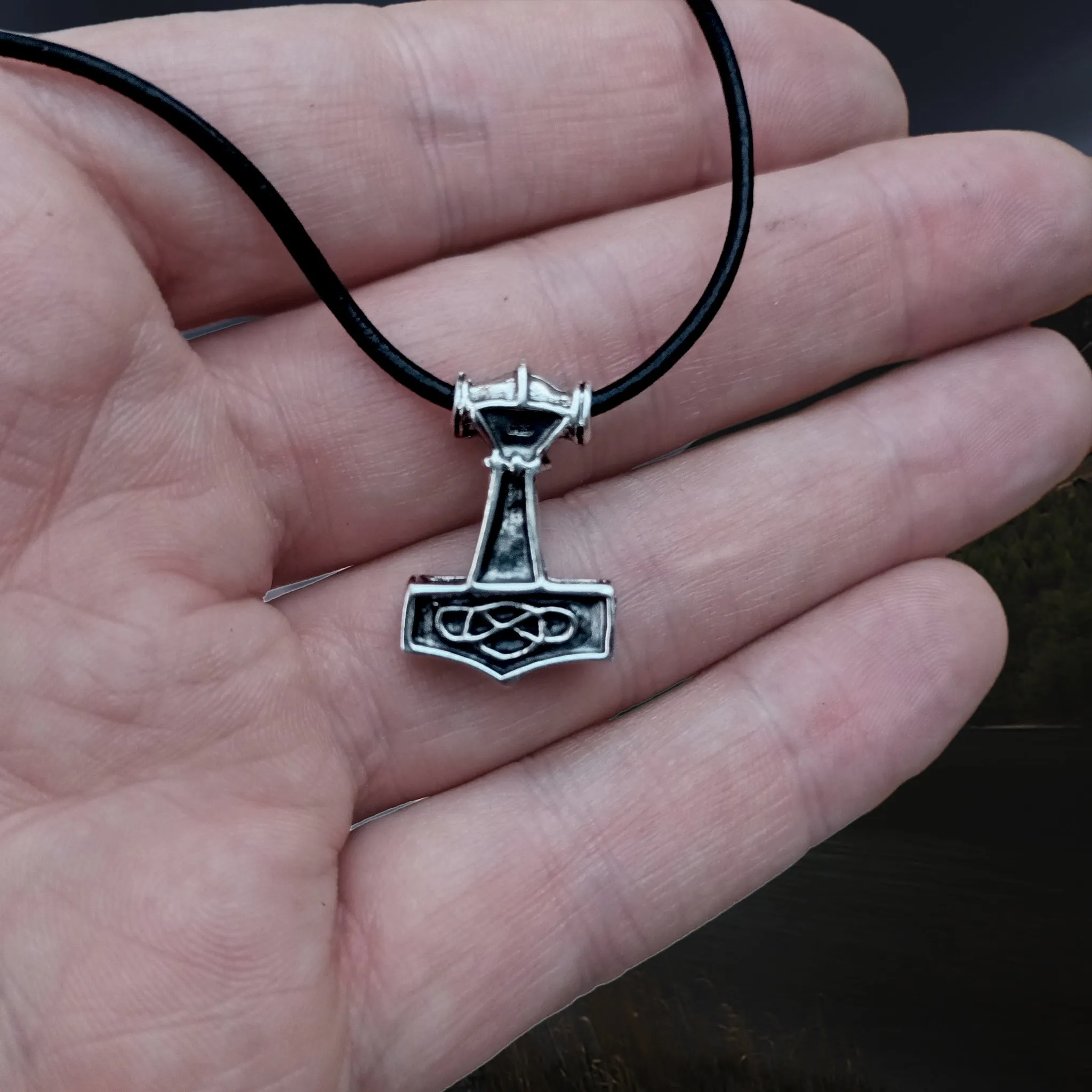 Small Silver Thunder Thors Hammer Pendant