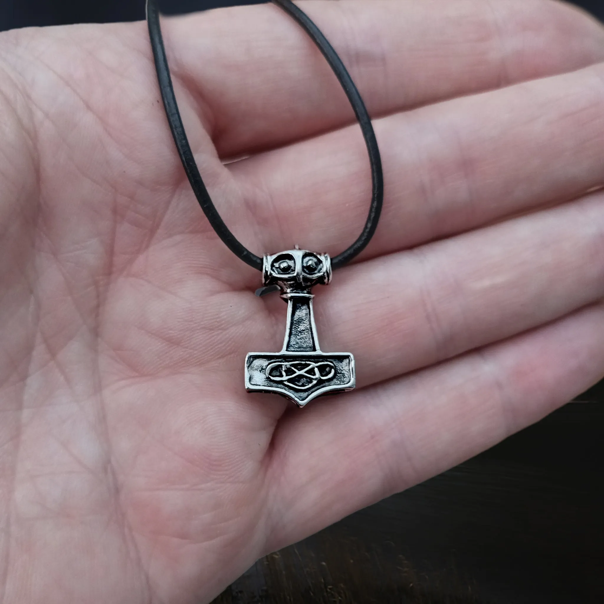 Small Silver Thunder Thors Hammer Pendant