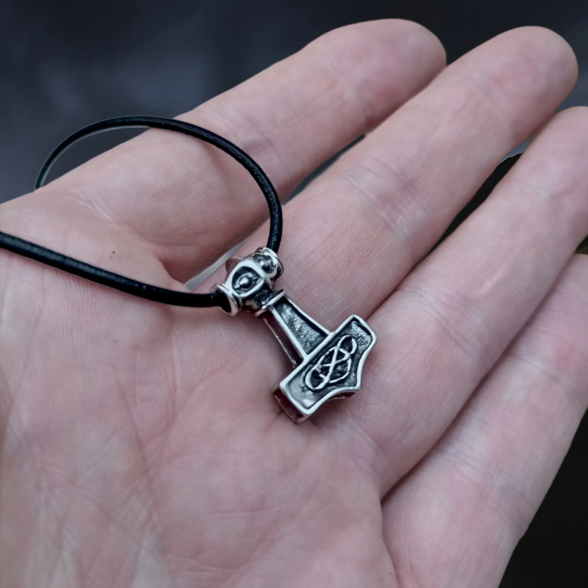 Small Silver Thunder Thors Hammer Pendant