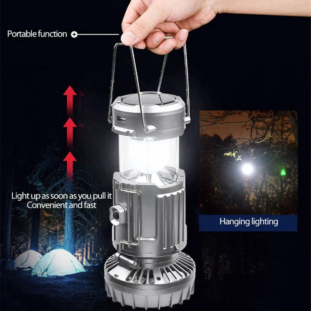 Solar Charge 2 In 1 Portable LED Camping Lantern With Fan