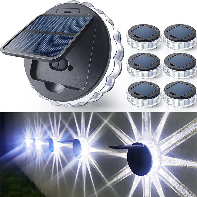 Solar Outdoor Petal Round ABS Light Control LED Garden Fence Wall Sconce Lamp