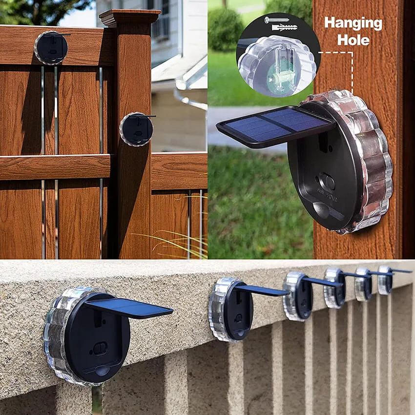 Solar Outdoor Petal Round ABS Light Control LED Garden Fence Wall Sconce Lamp