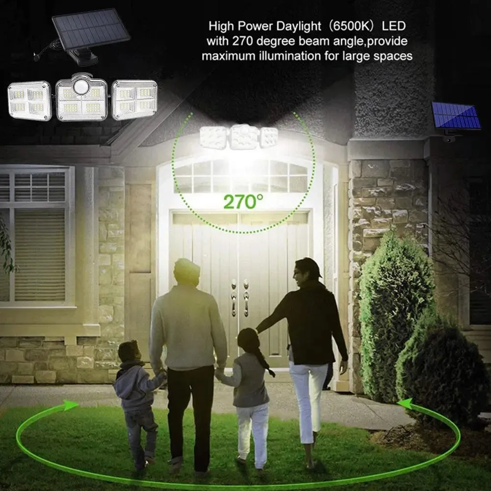 Solar Sensor Light 122 LED 3Head Outdoor Spotlight with 3 Modes-LED Spotlight