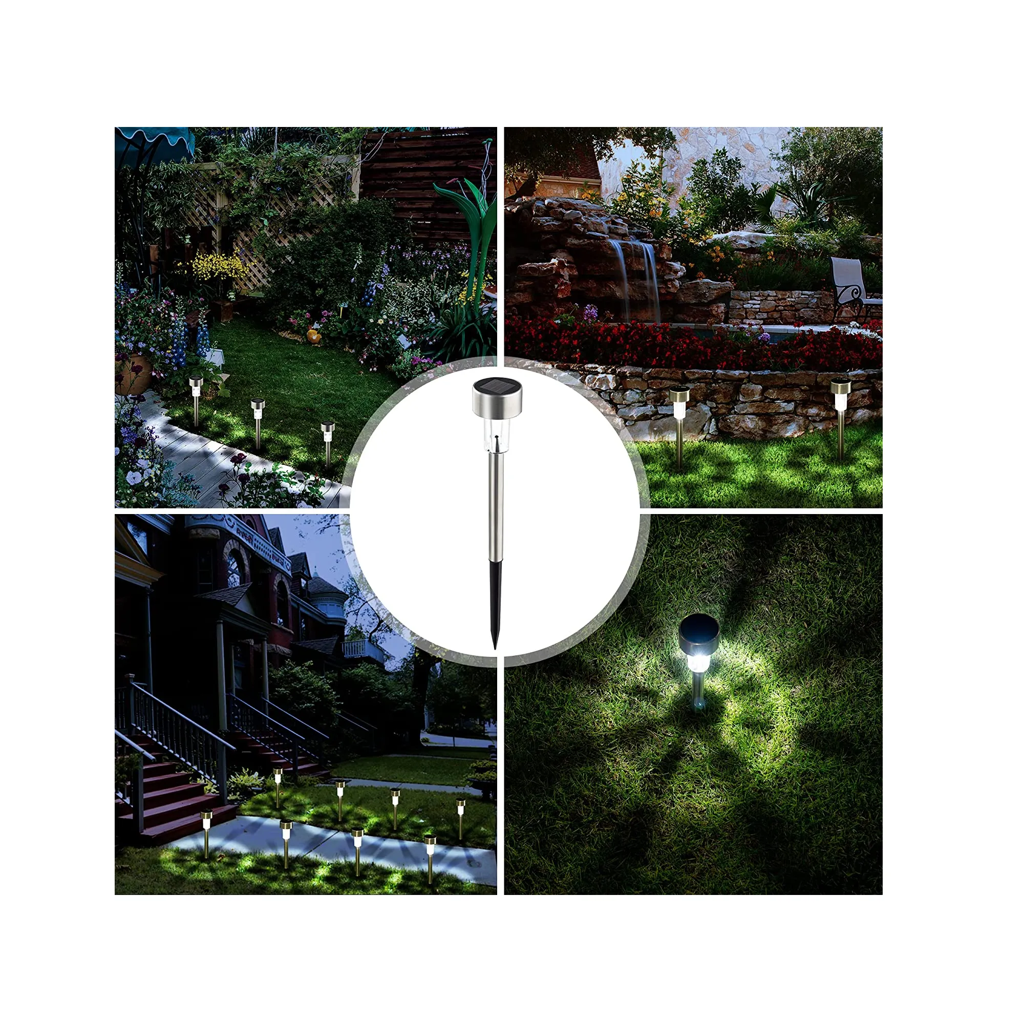 Solpex Solar Outdoor Pathway Lights| Garden LED for Landscape| Patio| Lawn| Patio | Driveway-Cool White |16 Units |Stainless Steel