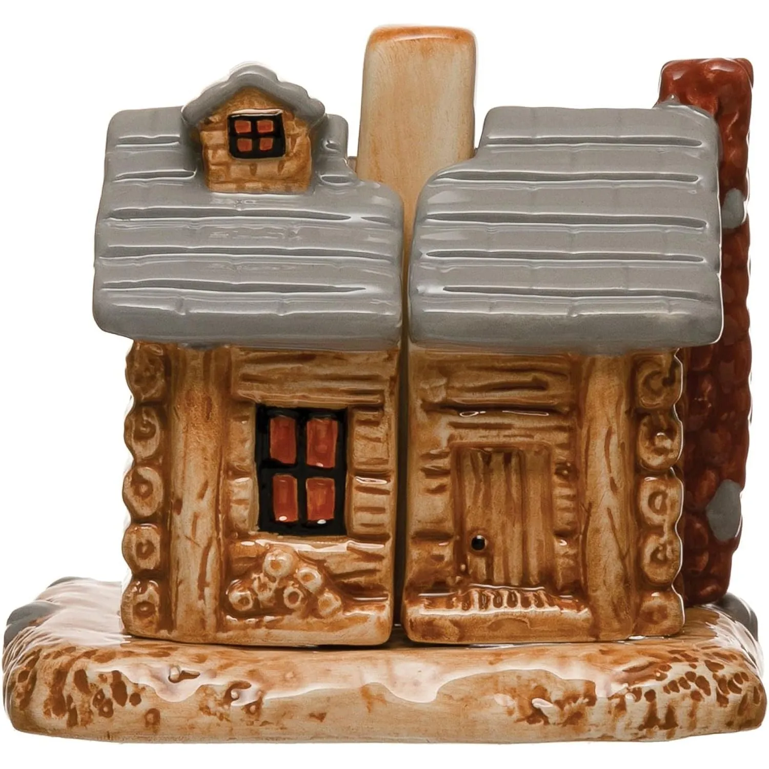 Stoneware Log Cabin Salt & Pepper Shaker Set