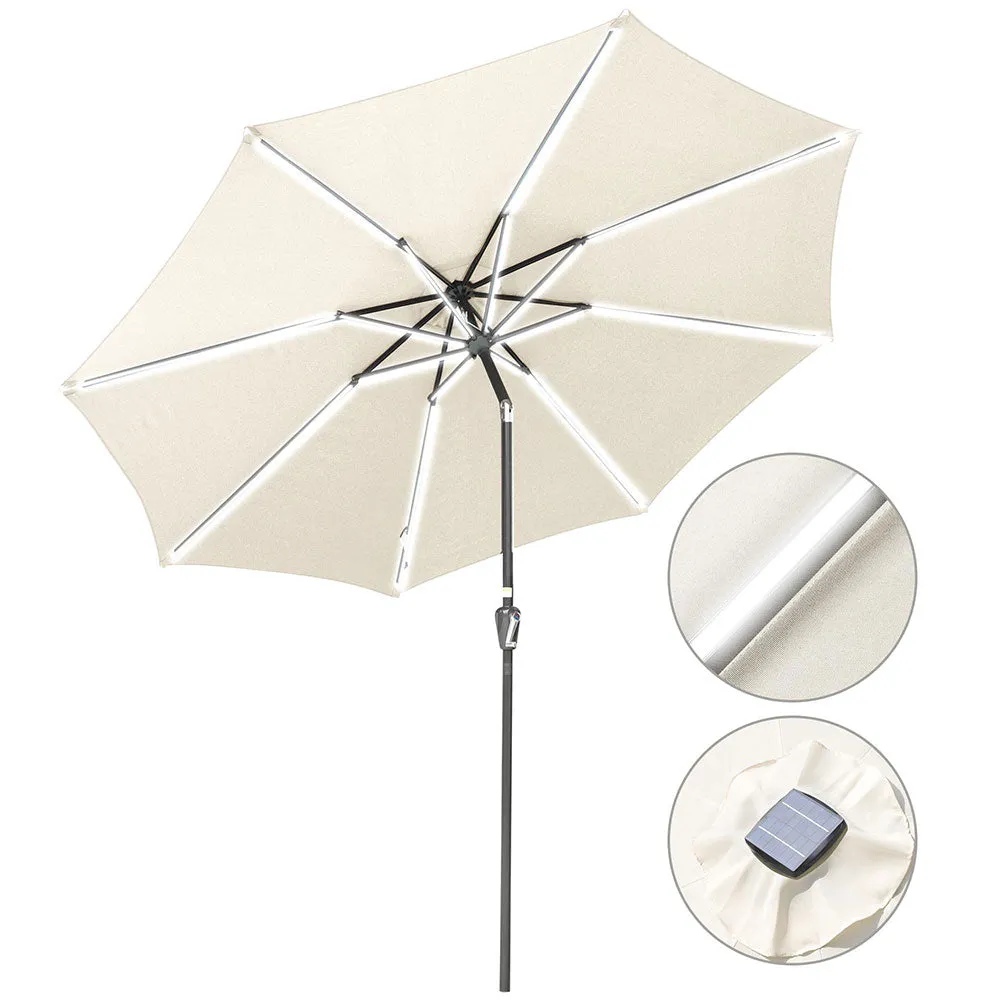 TheLAShop Patio Umbrella with Solar Lights Tilt Umbrella 10 ft 8-Rib