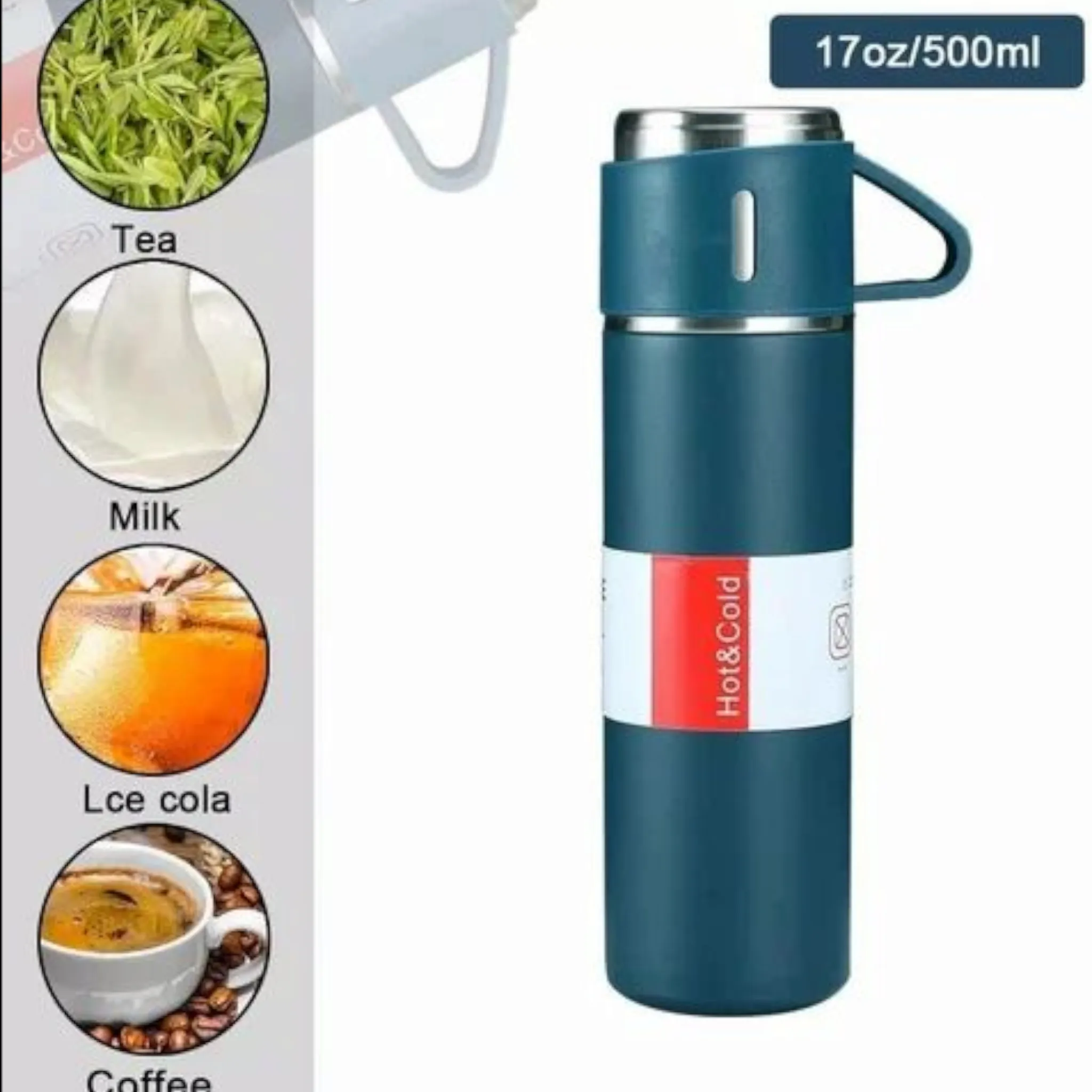 Thermos Travel Coffee Flask 500ml with 3 Cups Stainless Steel XBOT150