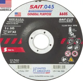 United Abrasives - Sait 22071 5" x 0.045" General Purpose Cutting Wheel