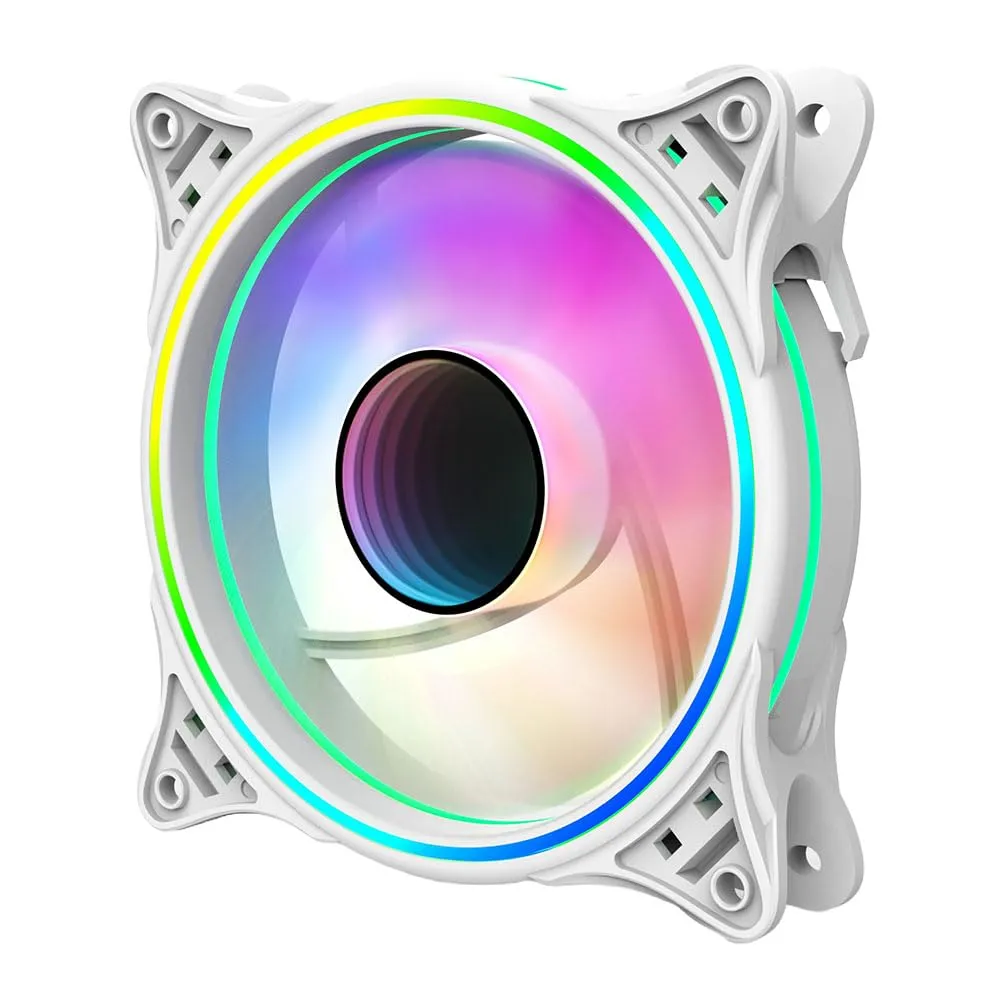 Vida Infinity01 12cm ARGB Dual Ring PWM Case Fan, Hydraulic Bearing, Infinity Mirror Effect, 500-1500 RPM, White