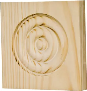 Waddell RTB35OAK Trim Block, 3-3/4 in H, 3-3/4 in W, Rosette Pattern, Oak Wood :EA: QUANTITY: 1