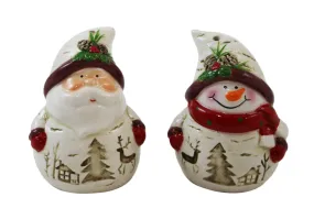 Woodland Santa & Snowman Salt & Pepper Set